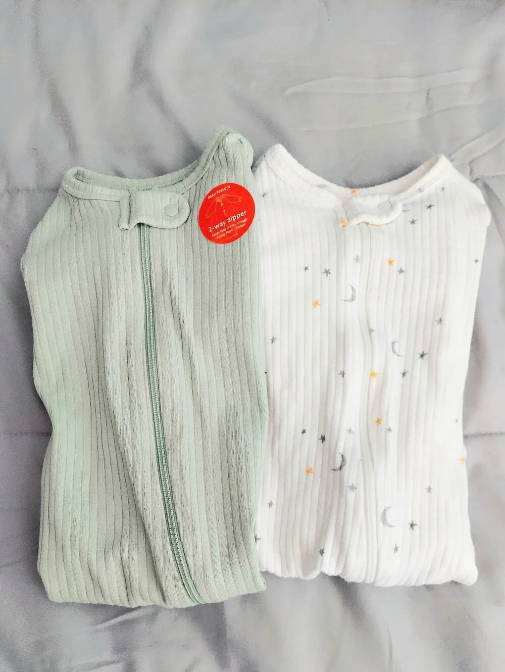 Carters 2-Pack Baby Zipper Feet Unisex Pajamas Baby Size 6 Months NWT Travel